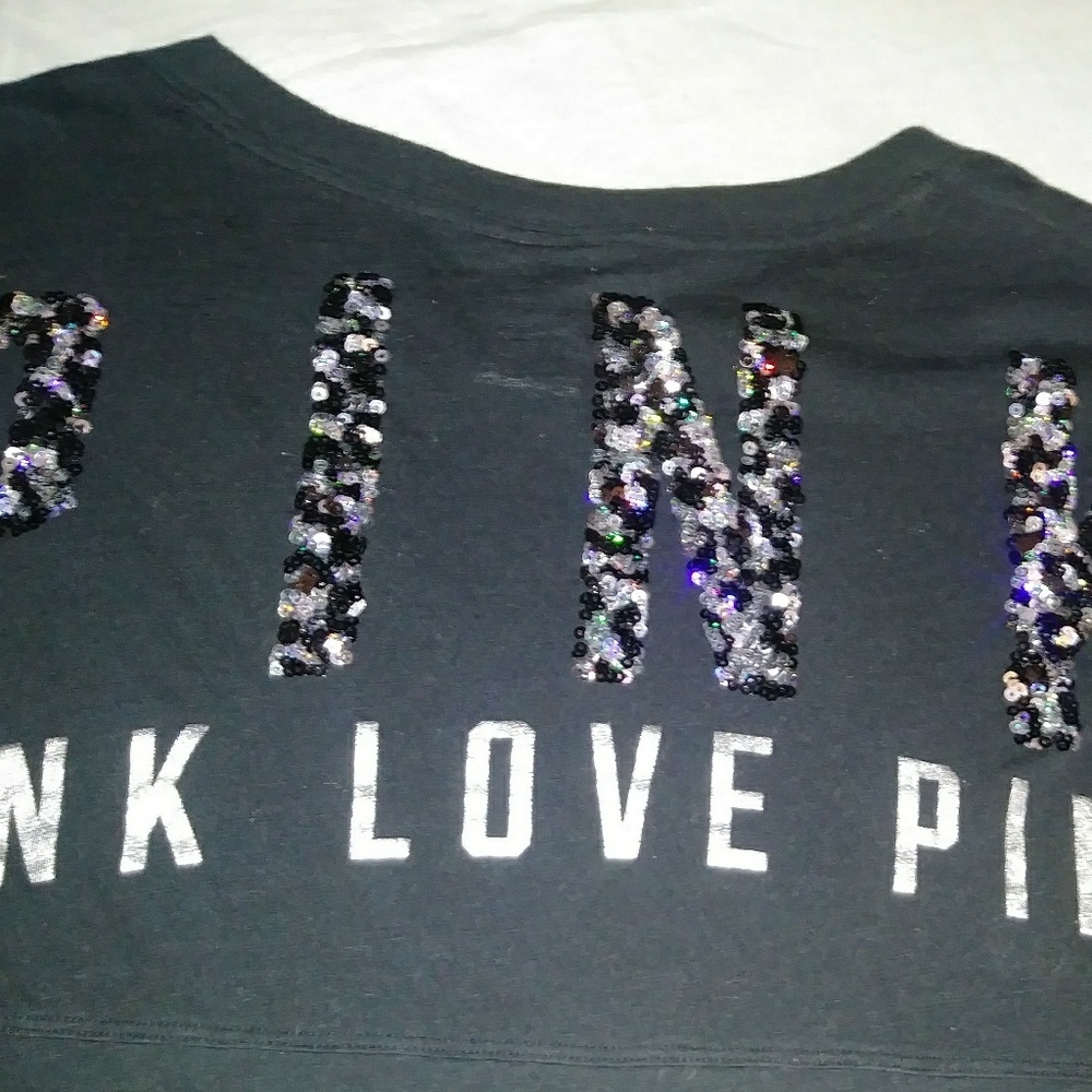 Pink md long sleeve bling pocket tee - Picture 4 of 5